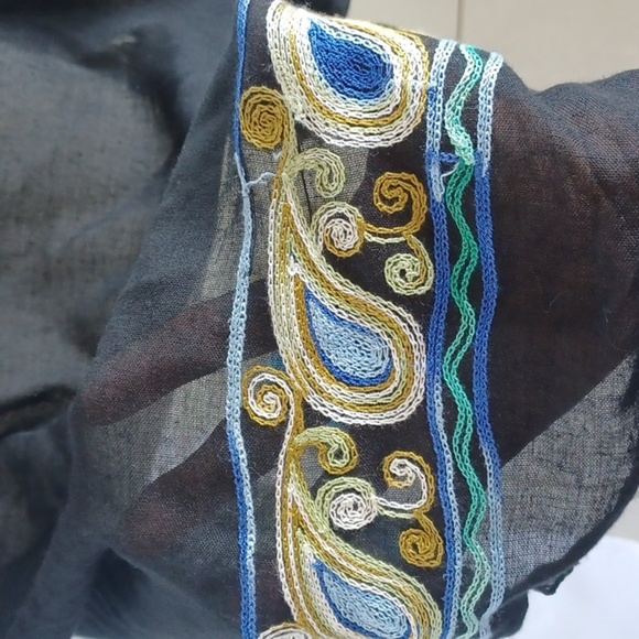 Catherines Embroidered Shrug, Black, Floral, Paisley, OSFA - Picture 7 of 7